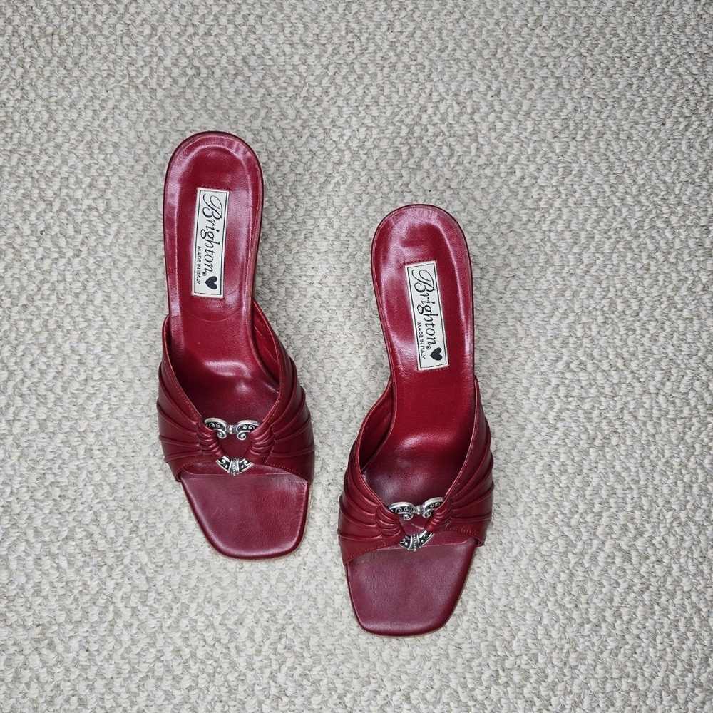 Brighton Red Leather Slide Heels
